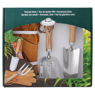 Kit Jardin Guantes Cuero y Herramientas Jardin Acero Inox